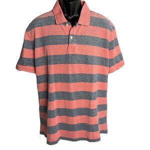 St Johns Bay Short Sleeve Polo Shirt XL Red Black Striped Knit Buttons Collared